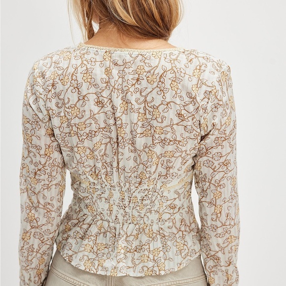 Free People Cream and Gold Floral Blouse - Picture 13 of 14